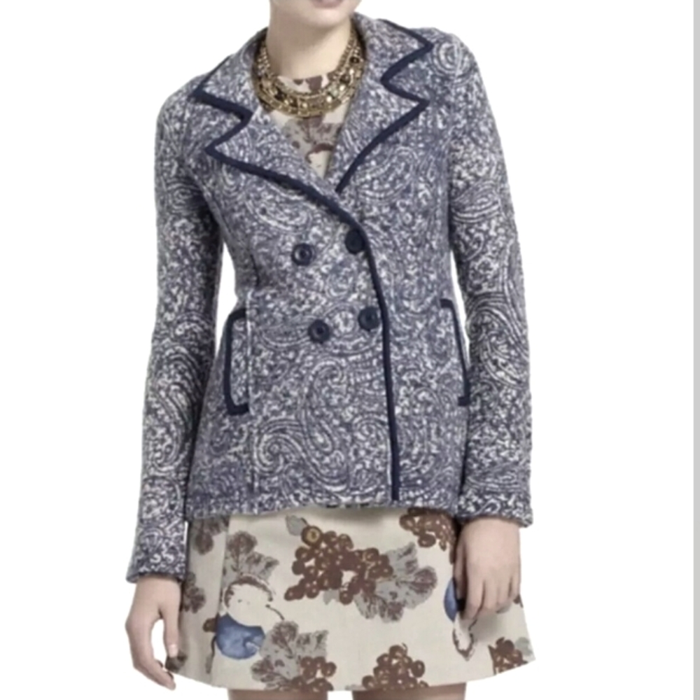 Anthropologie Angel of the North sweater wool knit paisley jacket Medium